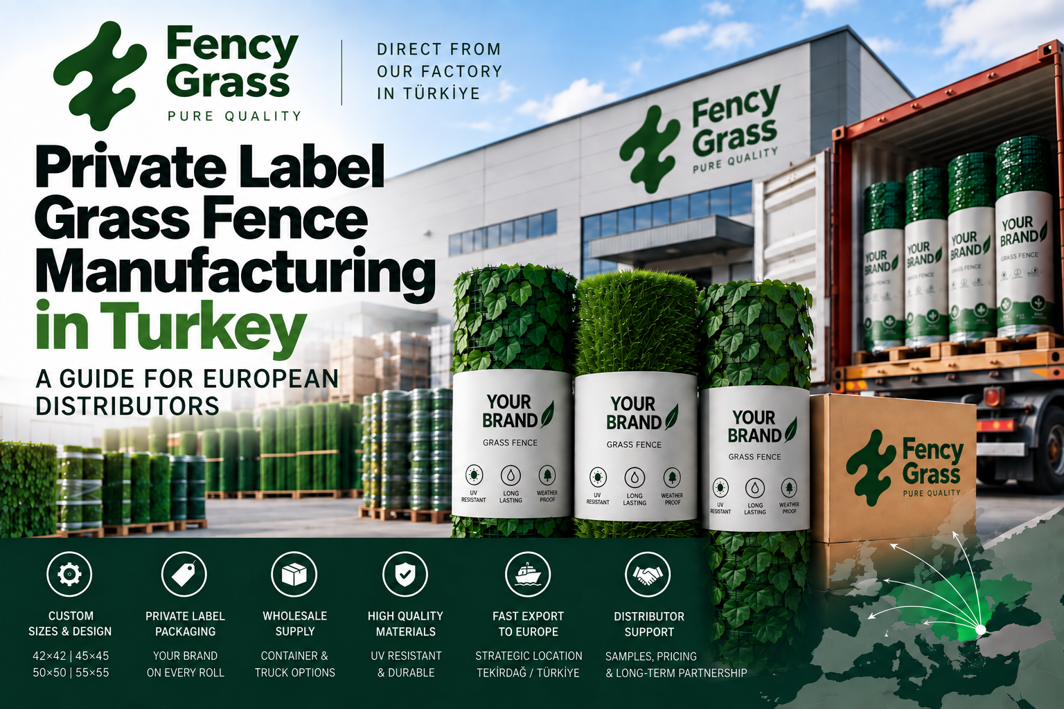 Private label grass fence manufacturing in Turkey for European distributors